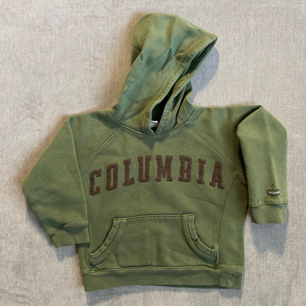 Vintage Columbia jacket boys youth‎ small green large logo hoodie sweatshirt Y2K